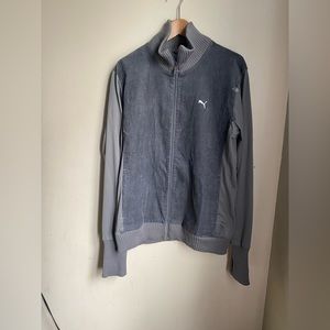 Puma Men’s Corduroy Zip-Up Collared grey Neutral Jacket - Medium